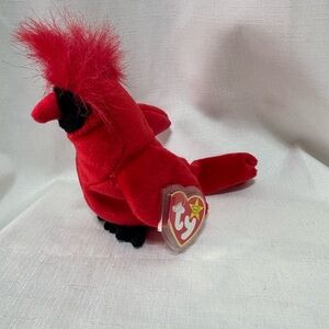 Ty Red Cardinal Plush with Black Accents
